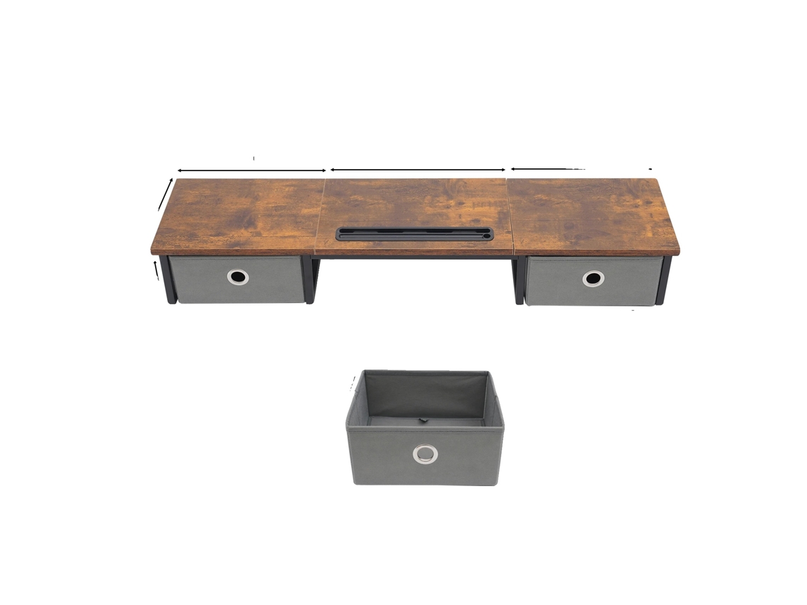 Suporte para monitor OEM com organizador de design ergonômico que economiza espaço, marrom.