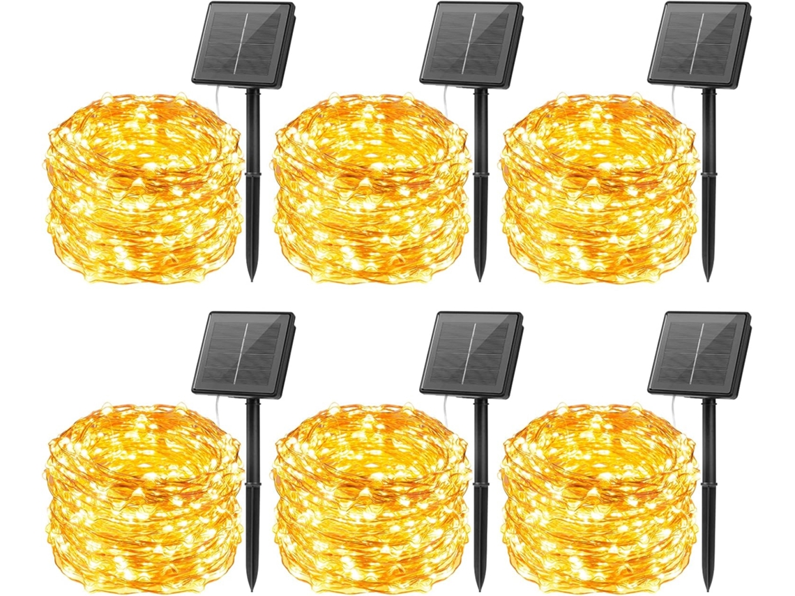 Luzes Solares Para Áreas Externas, Pacote Com 6 Unidades, 72 Pés, 1200 Luzes Solares Led Com 8 Modos, Decoração À Prova Dágua, Lu Aquaforge