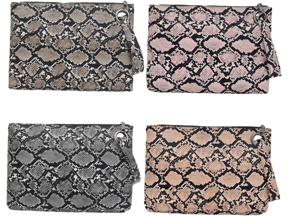 Bolsa Clutch Feminina Estilo Envelope Com Estampa De Cobra Sintética, Bolsa Grande.