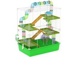 Gaiola Hamster 5níveis, Tubos+caixa Areia+roda, Pp+ps, 59x36x69cm, Verde Ge