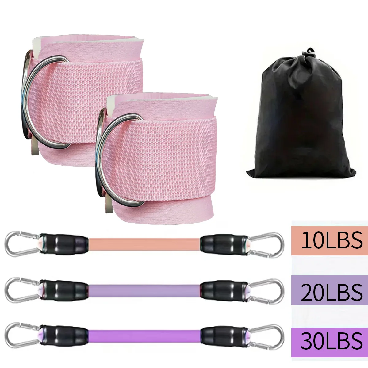 (pacote Com 6 Unidades, Rosa) Faixa Elástica De Resistência Para Tornozelo, Ideal Para Ioga E Exercícios.