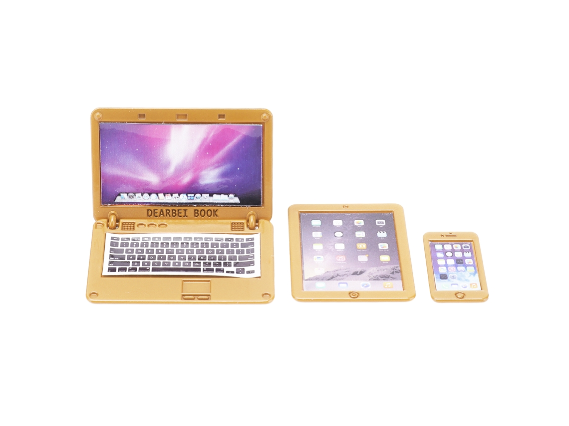 Ats conjunto de 3 Accesorios Mini para Muñecas: Laptop, Tablet Y Teléfono Móvil para Casas de Muñecas 1/6 1/12 Pj 500 xh 08