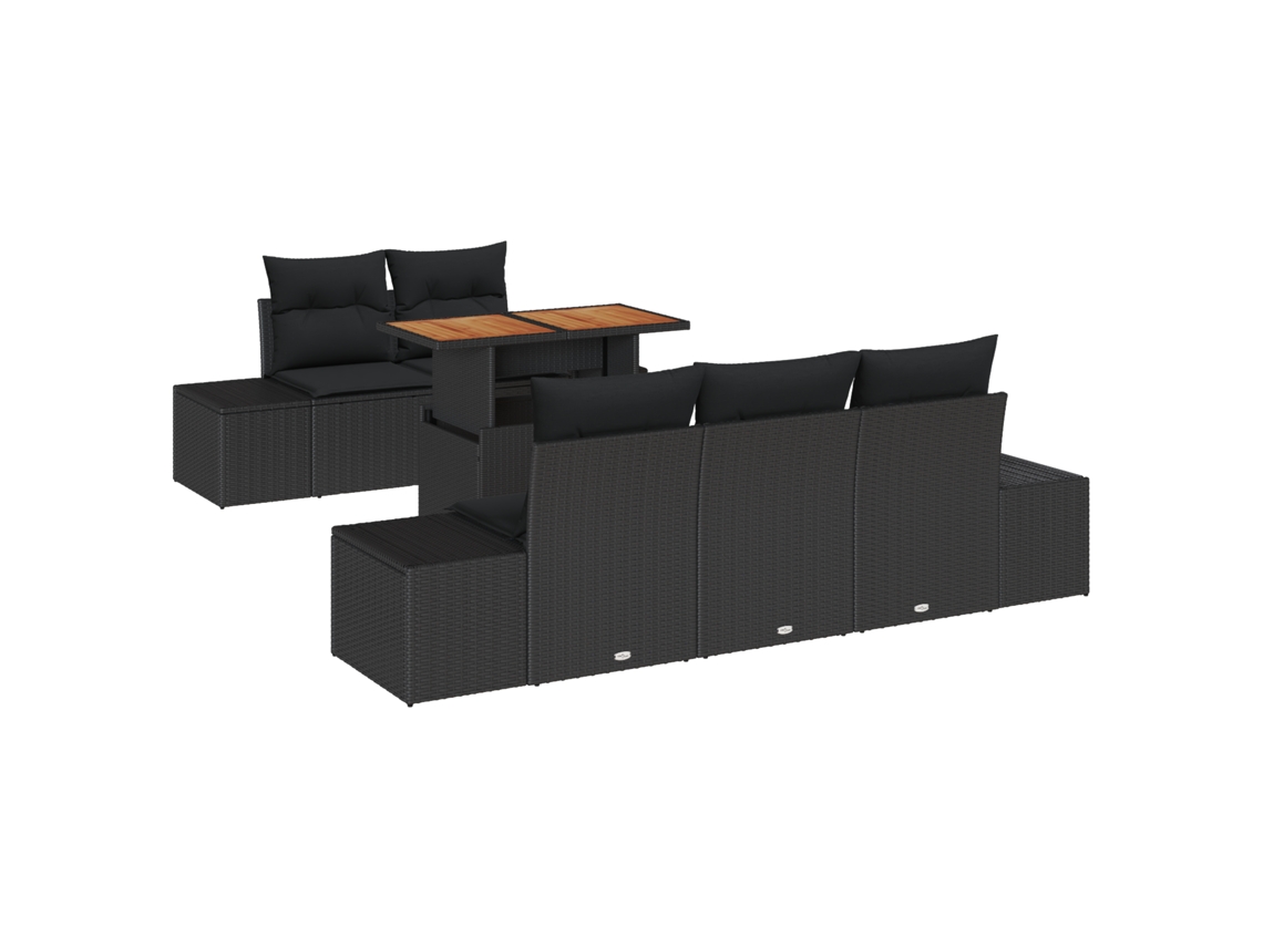Conjunto 6 Conjunto De Jantar De Jardim Vidaxl Preto Vime Pe (100 X 55 X 73 Cm)