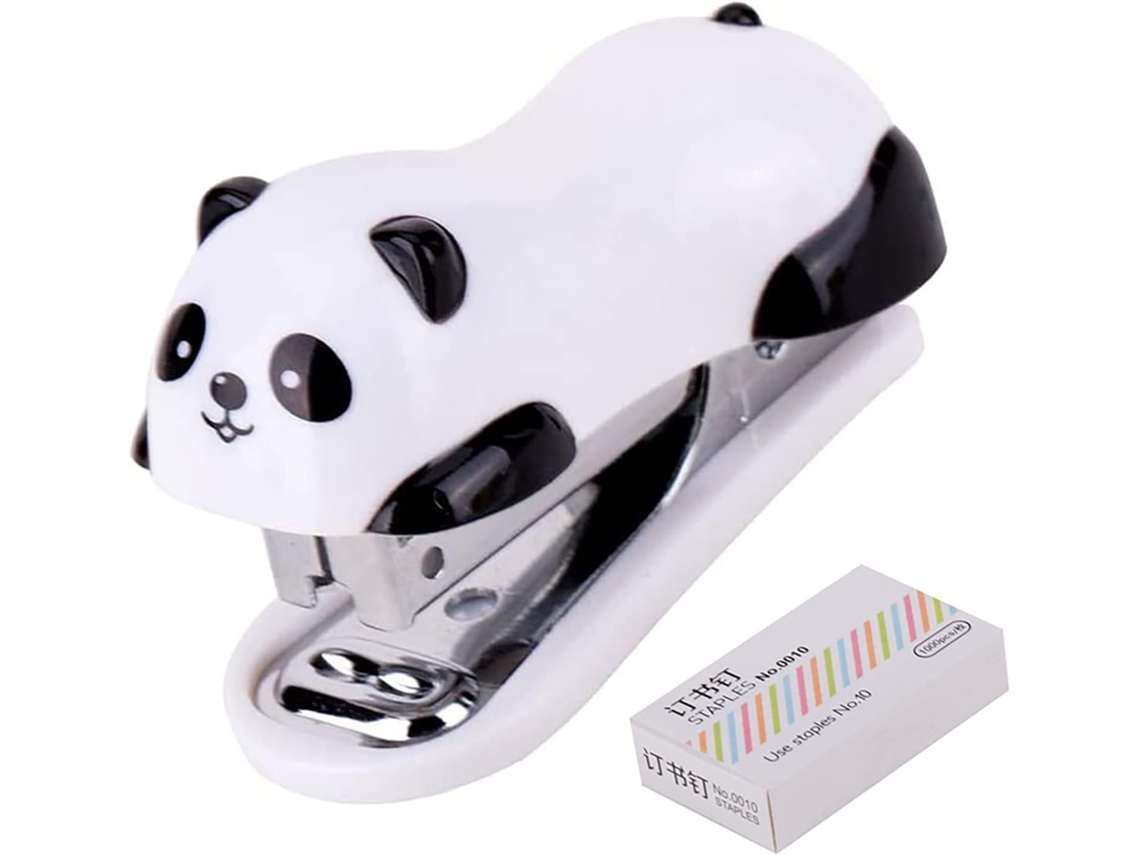 Grampeador De Mesa Mini Panda Com 1000 Grampos Nº 10 Aquaforge