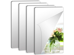 Pack Com 4 Espelhos Adesivos Para Azulejos, Espelho Flexível Adesivo, Não De Vidro, Decoração De Parede Em Acrílico Diy, Espelho Decorativo, Sem Moldu