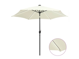 Vidaxl Guarda-sol Jardim Luzes Led/poste Alumínio 300 Cm Branco Areia