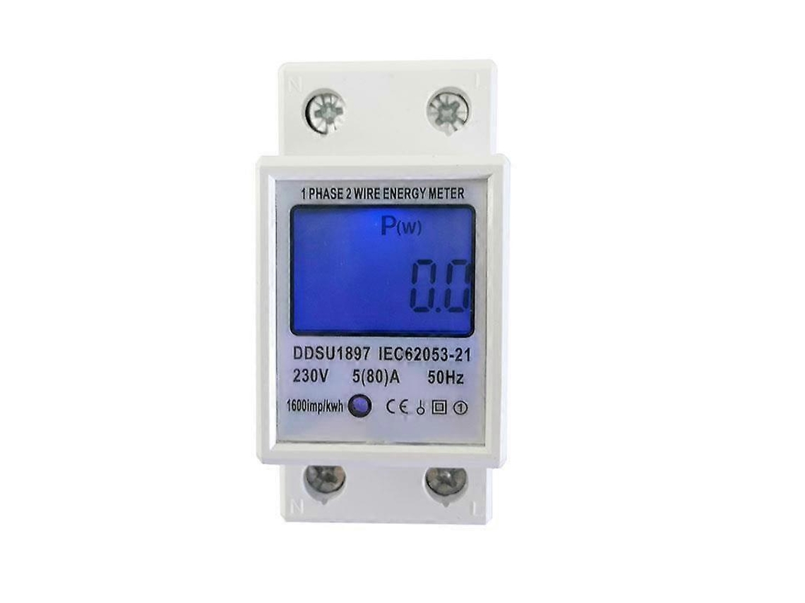 Medidor de corrente CA digital LCD com trilho DIN, medidor de eletricidade em kWh, 5 amperes, monofásico, 2 pinos Brilvibera (80)