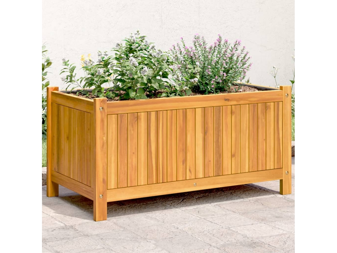 Vidaxl Vaso/floreira De Jardim Com Forro 80x42x40 Cm Acácia Maciça