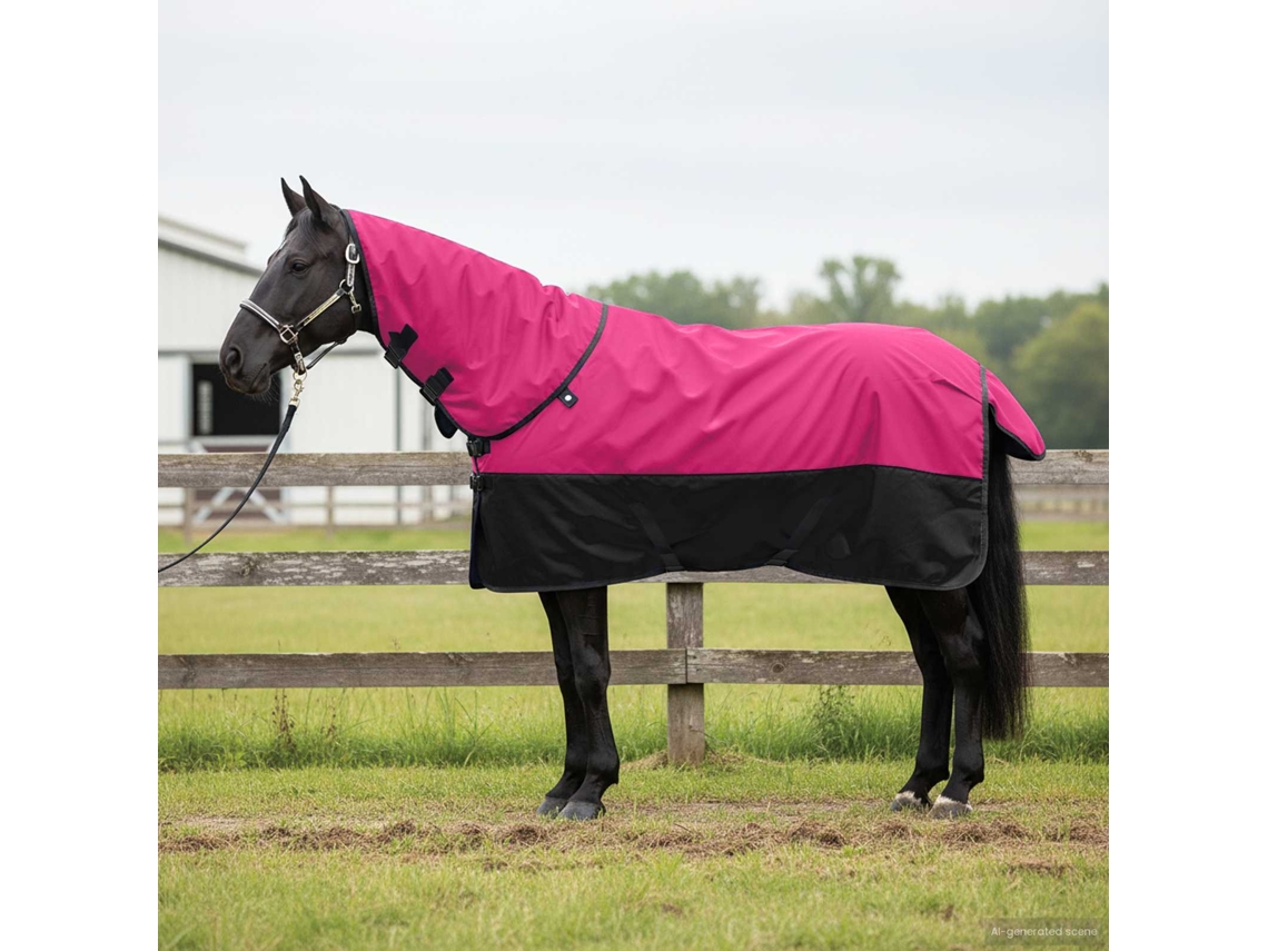 Vidaxl Cobertor De Cavalo Rosa E Preto 95 Cm Poliéster