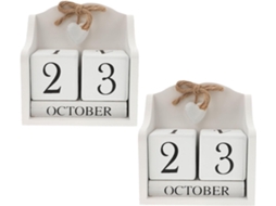 de 2 Calendários em Madeira Formato Coração Blocos Multifuncionais para Decoração e Calendário Mesa Compacto CHABERLU