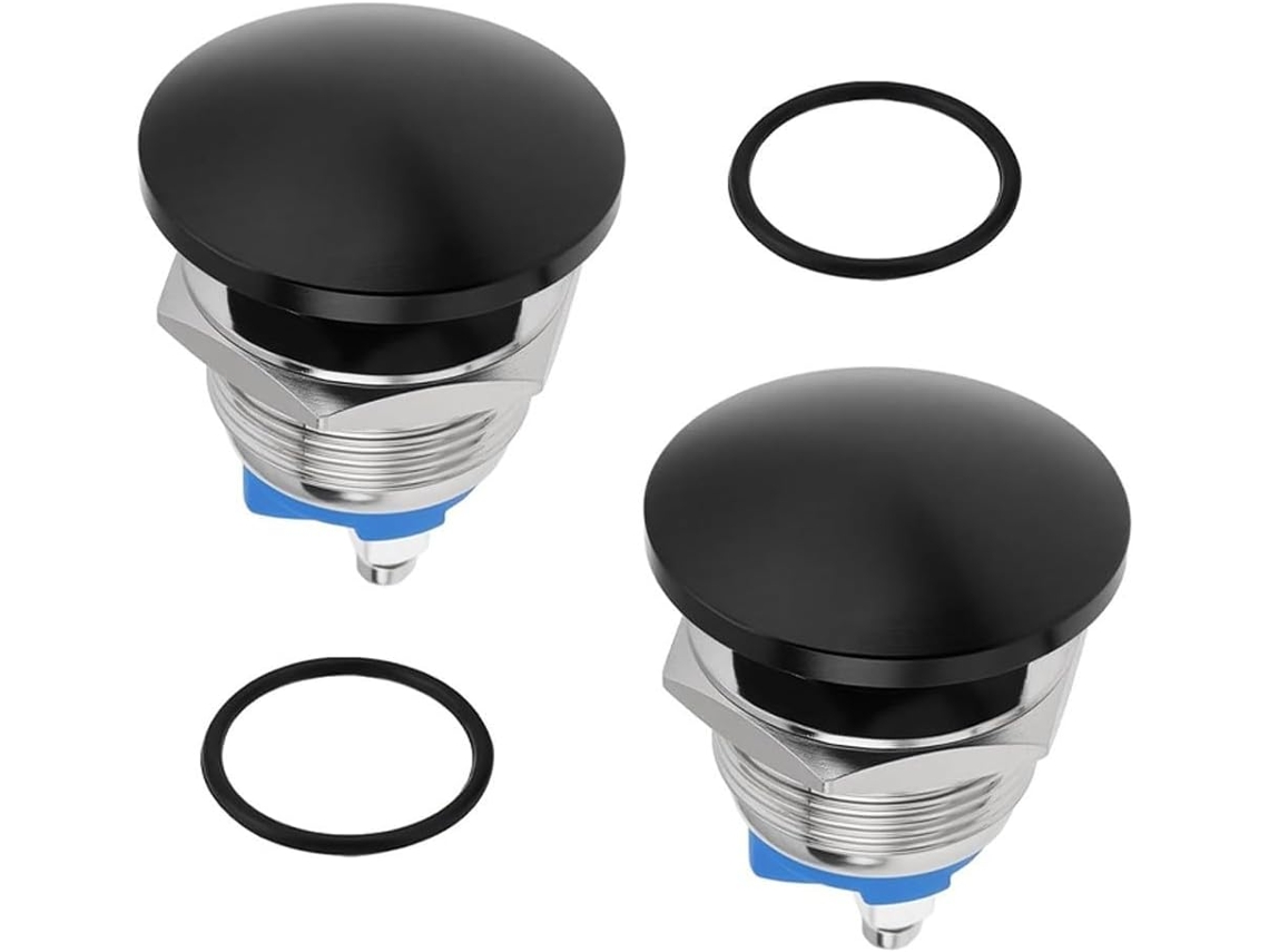 2 Botões De Pressão Metálicos 19mm Com Rearme Automático, Botão De Partida À Prova D Água Ip65 Com Terminais Parafuso