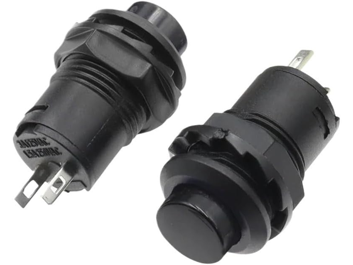 Interruptor De Botão Pressão Momentâneo Preto Ds427 12mm, Interruptor De Botão Liga Desliga, 3a 125v Ca, 1, 5a 250v Ca