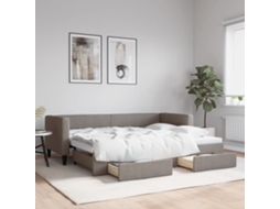 Sofá cama con cajones 80x200 cm, tela gris-marrón