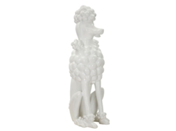 Estátua De Cão Poodle Sentado - Design Moderno Em Poliresina Branca - 20x26x61 Cm - Acessório De Decoração Refinado