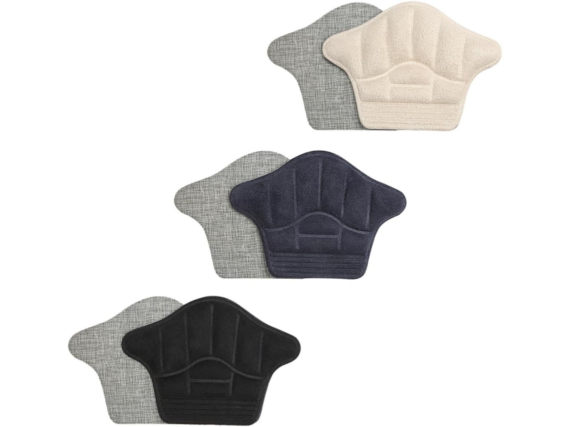Protetores De Calcanhar Autoadesivos Packove, 3 Pares, Macios, Resistentes Ao Desgaste, Confortáveis, Cores Preto, Bege