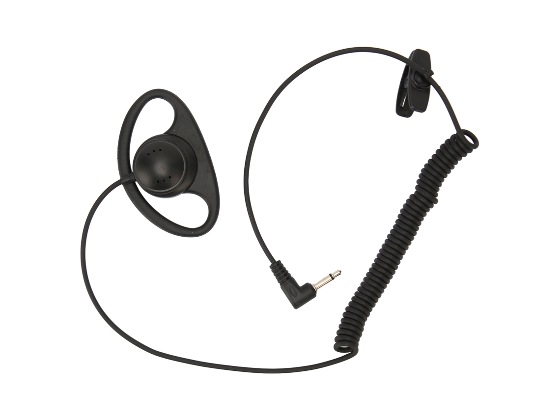 Fone Mali D Shape, lado único, com gancho, enrolado, 3.5mm, para celulares e MP3
