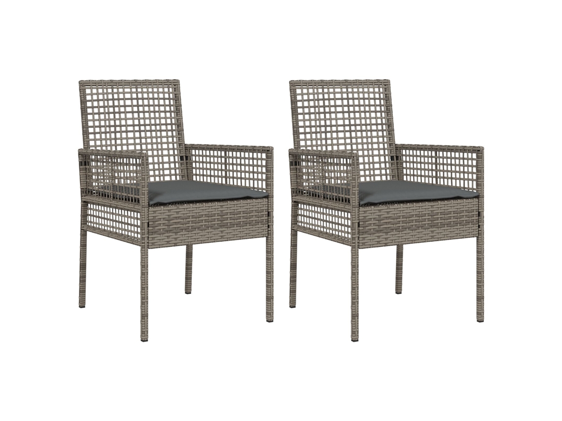 Conjunto 2 Cadeira De Jardim Moderna Vidaxl Cinzento Vime Pe (55 X 53 X 85 Cm)