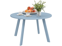 Mesa de Centro redonda pequena, com estrutura de metal, para jardim, 70x42cm, azul