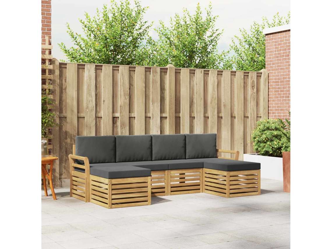 Vidaxl Conjunto De Sofás Para Exterior 6 Unid. Branco E Antracite