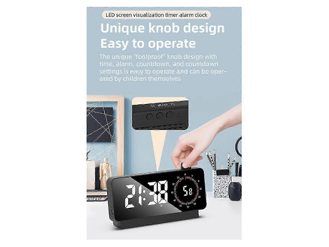 Digital Alarm Clock With Time-meter Electronic Bedside Desk Clock With Temperature & Date Display Black