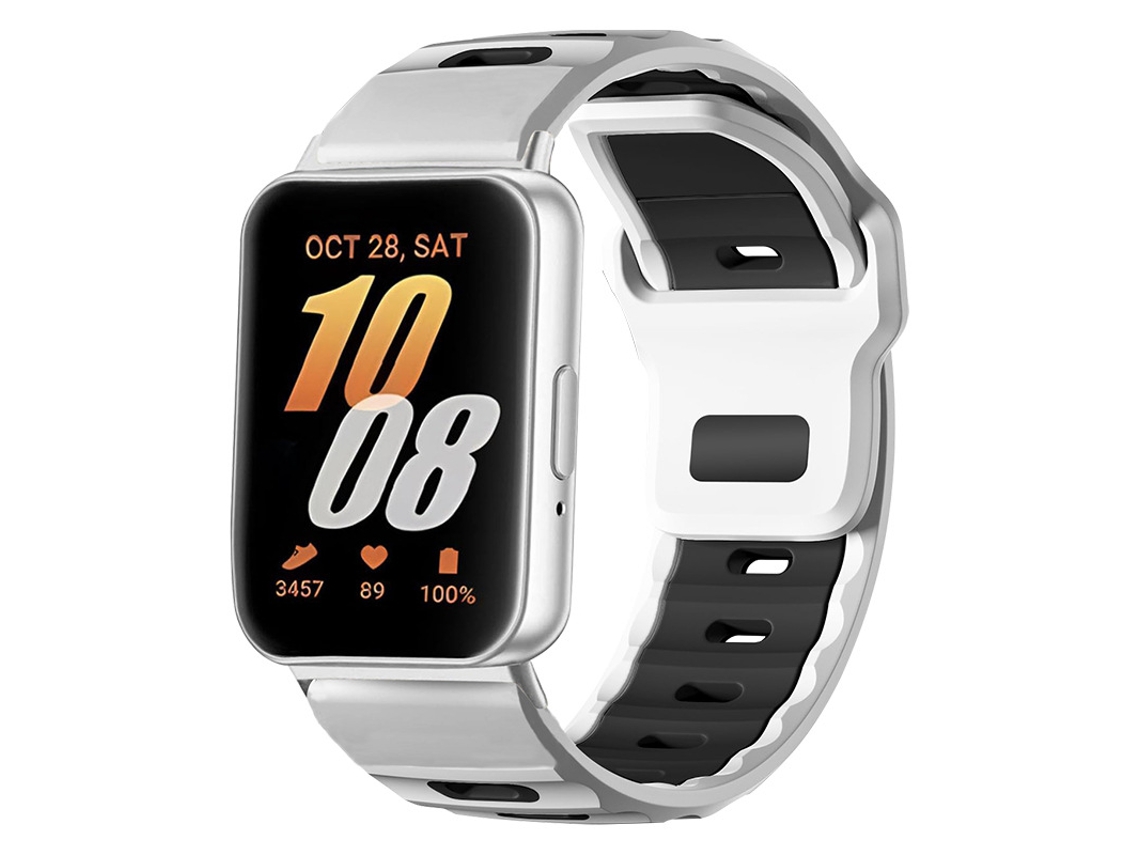 Pulseira Desportiva Em Silicone Para Samsung Galaxy Fit 3, Pulseira De Substituição Perfurada E Respirável Em Dois Tons Branco-preto Panoona