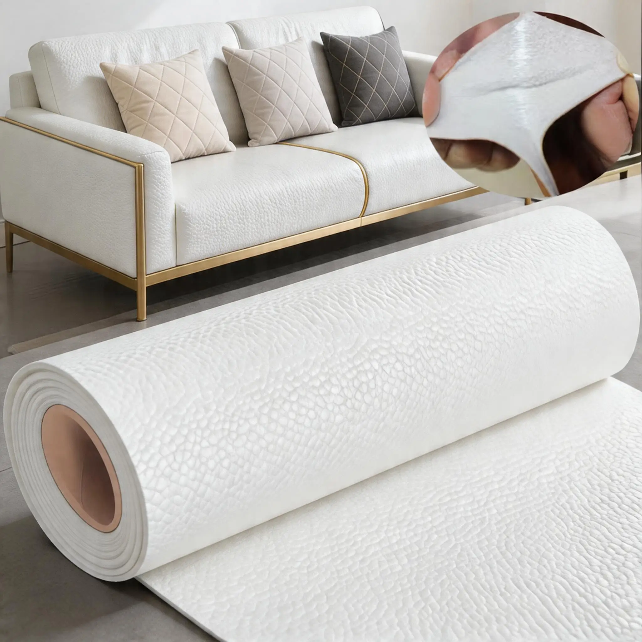 (branco, 50x148cm) Adesivo De Reparo Em Couro Pu Autoadesivo, Alta Aderência, Impermeável E Resistente Ao Desgaste, Adequado Para Sofás.