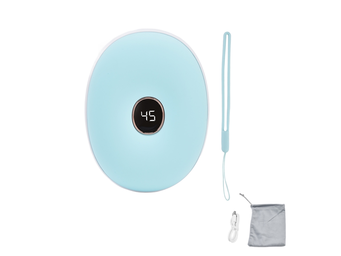 Aquecedor de Mãos Recarregável Duplo Lado Controle Inteligente Usb Azul | S/MARCA