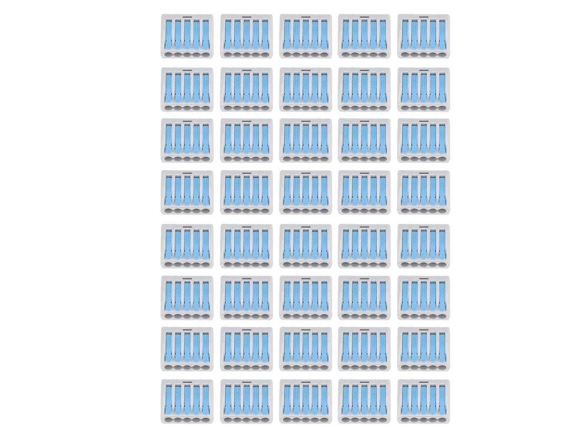 40pcs Conector Lever Nut 5 Vias Pct-215azul Compacto Para Conexão Rápida De Fios