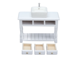 Mali conjunto de Banheiro Casa de Bonecas 1:12 Miniatura Pia de Cerâmica e Móvel Brinquedo