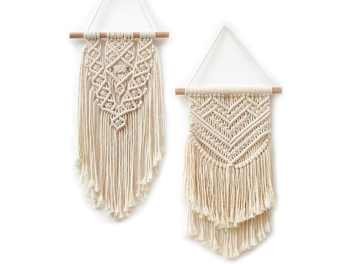Pacote De 2 Pingentes De Macramé Para Parede - Arte Boho, Decoração De Casa, Tecido Tecido, Quarto