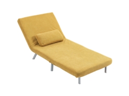 Sofá Cama De 1 Lugar Dobrável Estofado Em Tecido Amarelo Mesclado Com Encosto Ajustável Em 5 Níveis 80x75x83 Cm