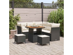 Vidaxl Conjunto De Sofá De Jardim Com Almofada 8 Pcs Preto E Creme