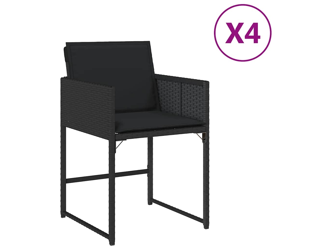 Cadeiras de Jardim com Almofadões 4 Peças Vime Pe Reto MAISON EXCLUSIVE
