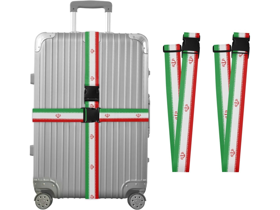 Conjunto De 2 Cintas Para Bagagem Com A Bandeira Do Irã Verde E Vermelha Portáteis Ajustáveis Unissex Ideais Viagens
