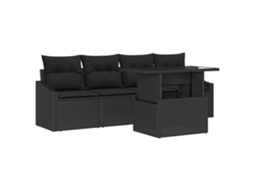 Conjunto 5 Sofá De Jardim Vidaxl Cinzento Vime Pe (100 X 55 X 73 Cm)