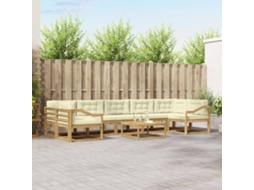 Vidaxl Conjunto De Sofás Para Exterior 6 Unid. Branco E Creme