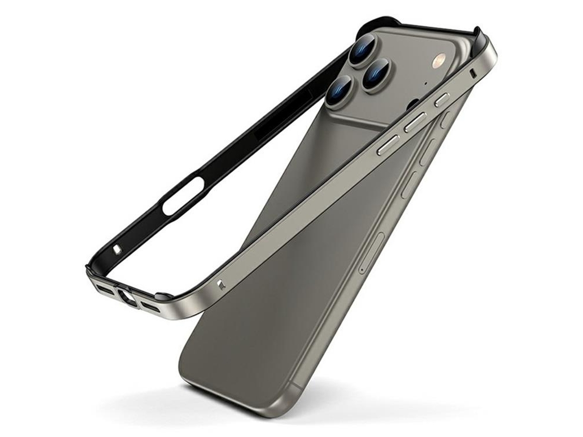 Capa Para Iphone 17 Pro Com Borda Metálica Vazada - Dourada