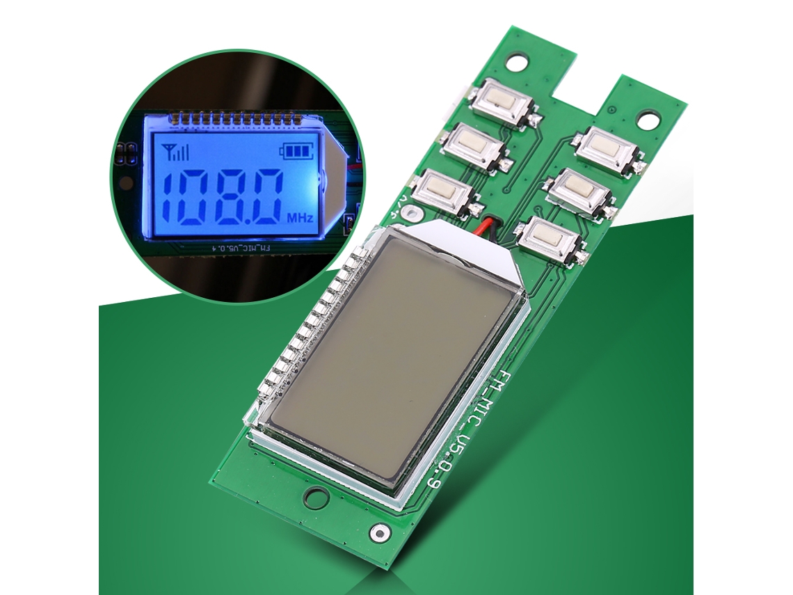 Módulo transmissor FM sem fio com microfone placa de circuito de áudio para computador