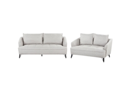Conjunto De Sala De Estar Beliani Hobro De Tela Gris 196x85x87
