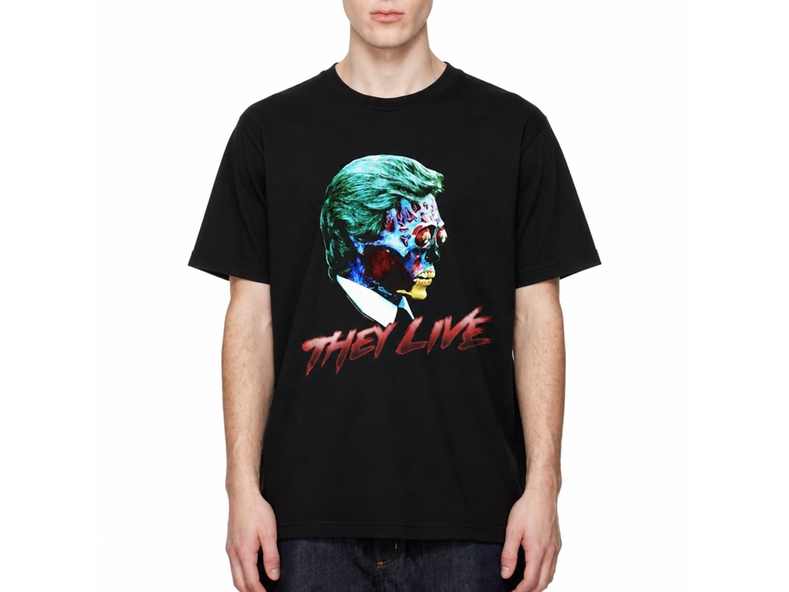 Rockinstone They Live Movie Alien Headshot Black Adult T-shirt Size:s
