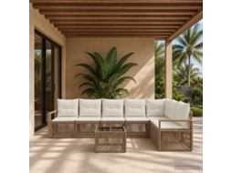 Vidaxl Conjunto De Sofá De Jardim 8 Unid. Bege Vime Pe