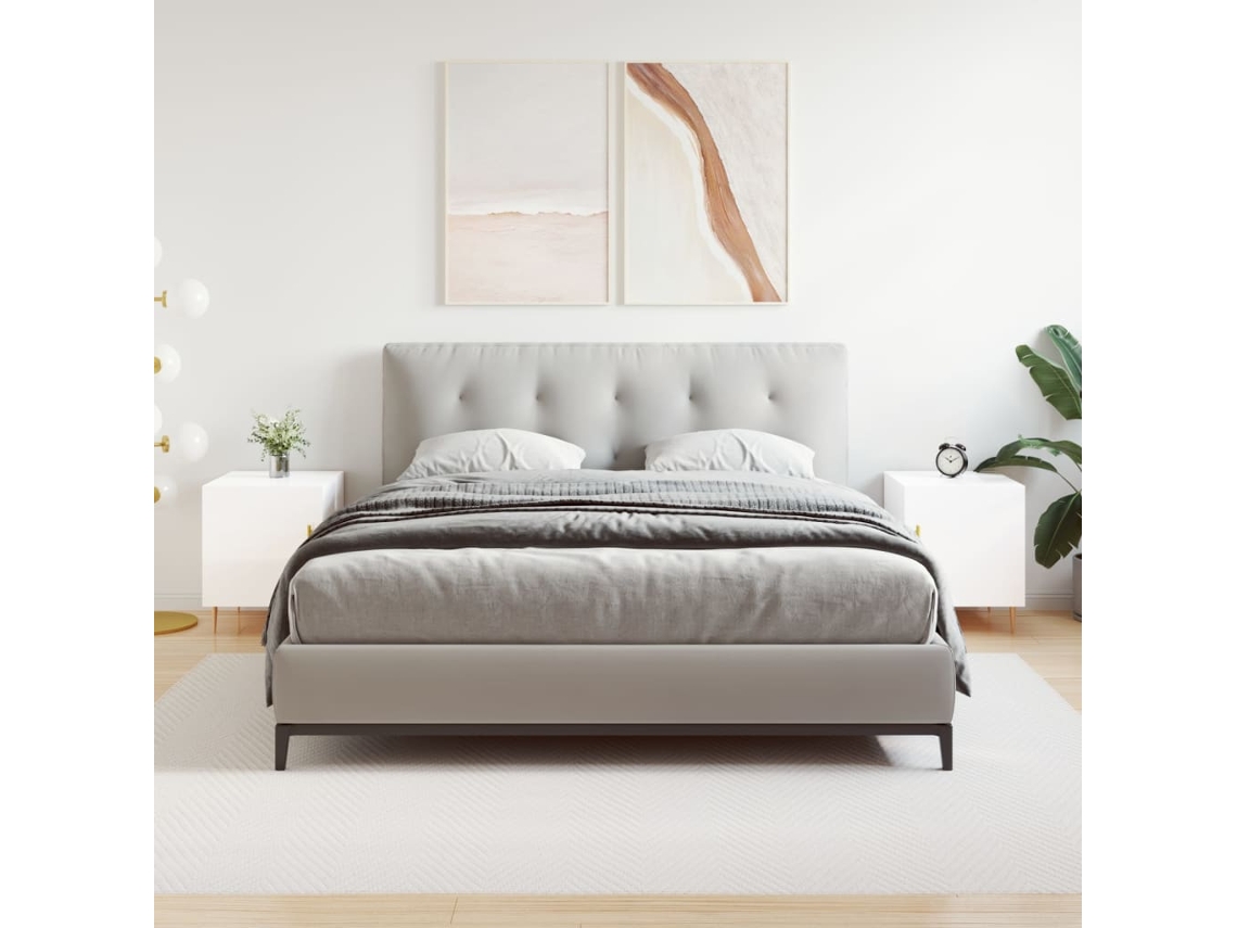 Vidaxl Mesa Cabeceira 2pcs 40x40x50cm Deriv. Madeira Branco Brilhante