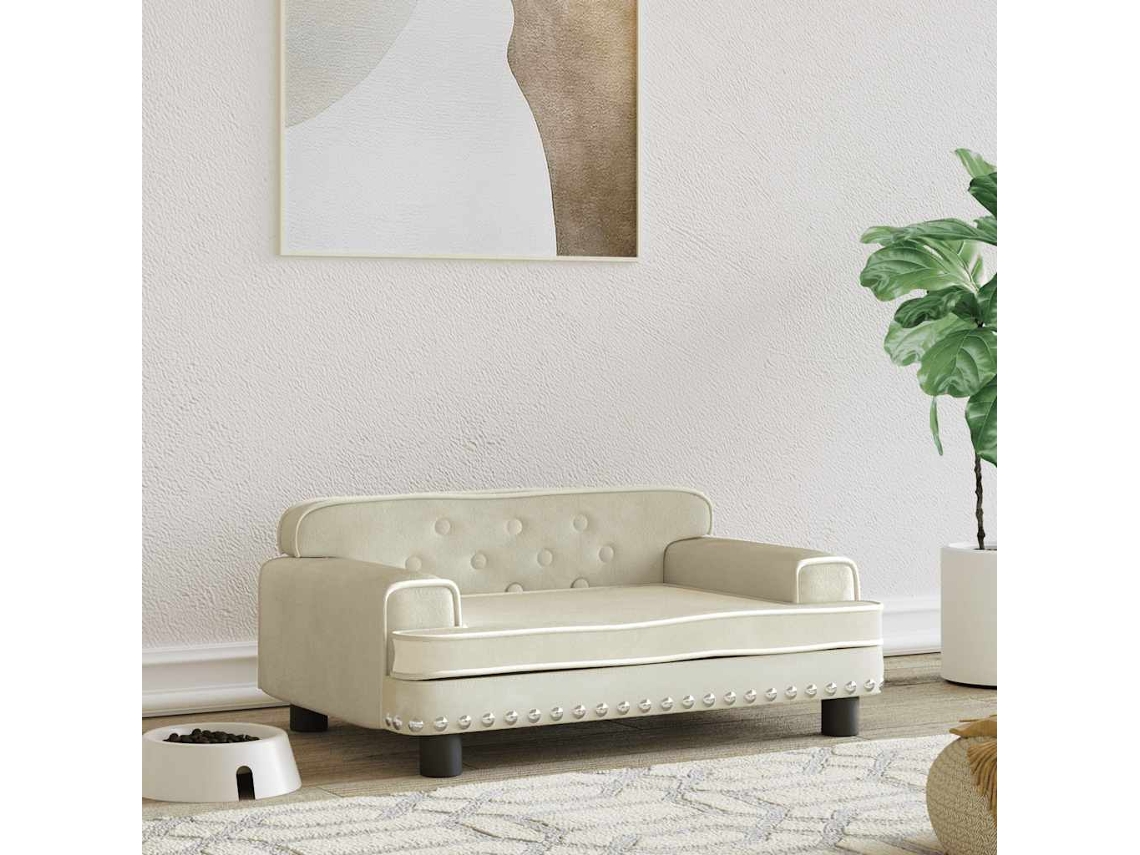 Vidaxl Cama 70x45x30 Cm Veludo Cor Creme