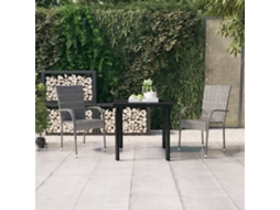 Vidaxl 3 Pcs Conjunto De Jantar Para Jardim Cinzento E Preto