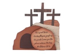 Decoração de Páscoa em Madeira com Cena Religiosa da Ressurreição LAXISCREED para Casa e Escritório