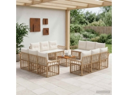 Vidaxl Conjunto De Sofás Para Exterior 13 Unid. Natural E Branco Creme