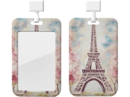 Porta Crachá Com Torre Eiffel Em Paris, Protetor De Cartão Vertical Com Cordão, Capa Plástica Impermeável, Porta Cartões