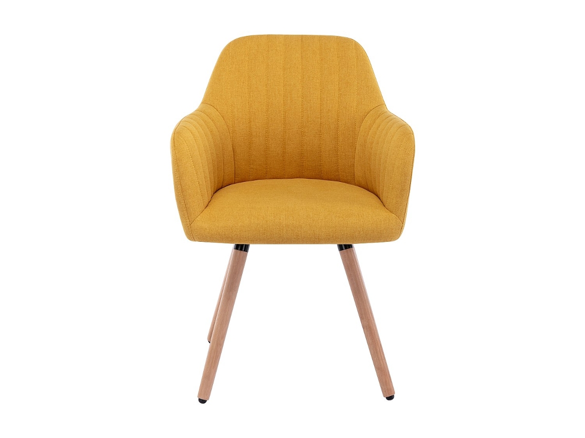 Cadeira Gôndola Eleana VENTE-UNIQUE.PT (Amarelo Mostarda - Tecido e Veludo - 56x58x85 cm)
