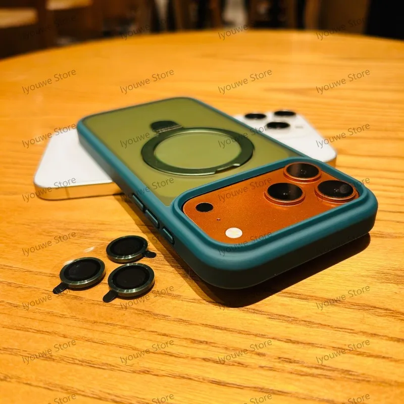 Capa Magnética Brilhante De Metal Com Suporte Para Iphone 11 Pro Max (verde).