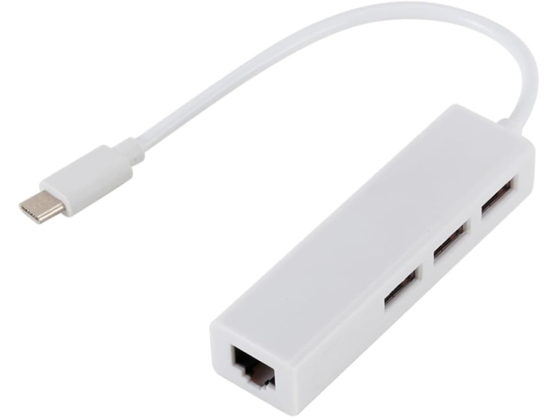 Adaptador De Rede Usb 3.1 Tipo C Para Ethernet, 3 Portas Laptop